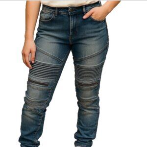 Biker Jogger Jeans Adult Sz 6 Ruching Zipper Detail Pull-On Elastic Hem Grunge